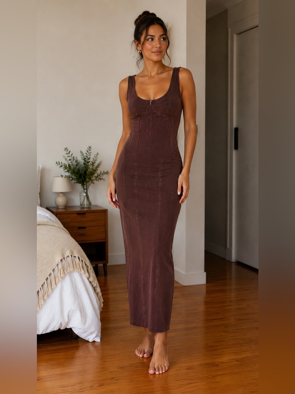 CHERRY MELLOW DENIM STYLE MIDI DRESS